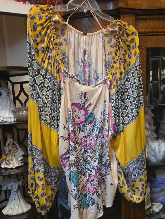 Free People Tops - Free People Yellow Floral Patchwork Blouse